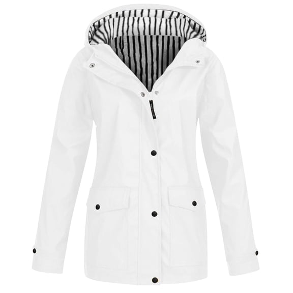 iHPH7 Womens Raincoats Waterproof with Hood Long Rain Jacket Women Rain Jacket Women Waterproof Fall Outfits for Women Waterproof Windbreaker Women Workout Jackets for Woman White S