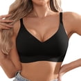 thumbnail image 1 of iHPH7 Womens Seamless Bra Full Coverage Wireless Bras Supportive No Underwire Bras Seamless T-shirt Bras Jelly Bras for Women Push Up Bra Everyday Bralettes Black XXL, 1 of 5