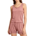 thumbnail image 1 of iHPH7 Womens Sleeveless Pajamas Set Casual Sleepwear Soft Pj Sets Tank Top and Shorts 2 Piece Loungewear for Summer Pink S, 1 of 4