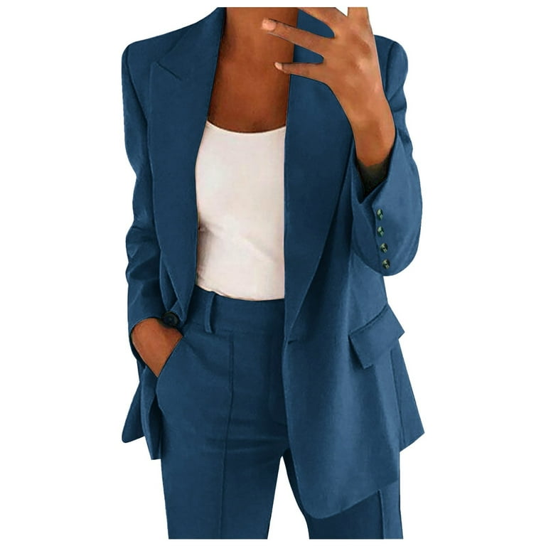 iHPH7 Womens Summer Coat Elegant Sporty Summer Fitted Jacket Suit Jacket Business Oversize Elegant Spring Thin Transition Jacket Jacket Short Navy 3XL Walmart