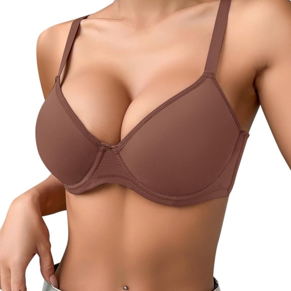 iHPH7 Womens Underwire Bra Push Up Bra Comfort Soft Bras Full Coverage, Adjustable Straps Coffee 90B