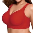 thumbnail image 1 of iHPH7 Womens Wireless Jelly Bra Plus Size Supportive Seamless Bras Full Coverage Push Up Comfortable No Underwire Tshirt Bras Red XXL, 1 of 7