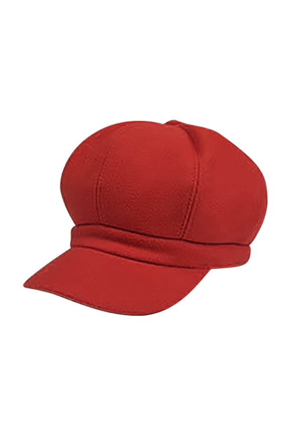 Wool Hat Wool Cap French Hat Painters Hat Newsboy Hats for Women, Red One Size