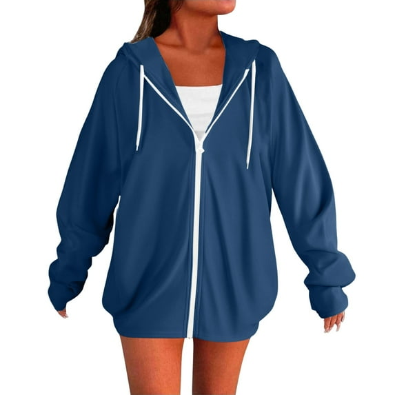iHPH7 Zip Up Hoodie Athletic Jacket Women Lightweight Hoodies for Women's Outerwear Light Jackets for Women Hoodies Y2k Full Zip Hoodies for Women Sky Blue S