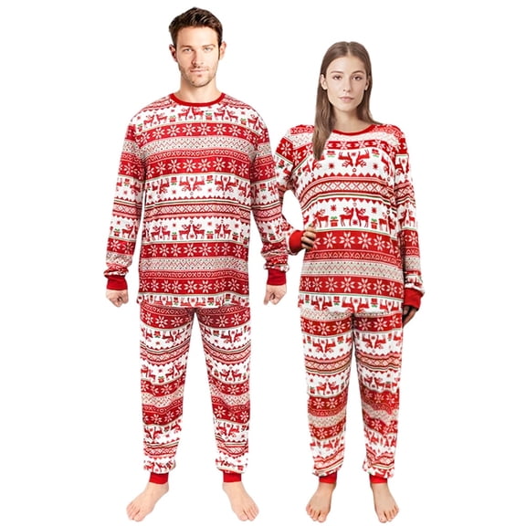 iHapHap Prints Red Seamless Christmas Geometric Pattern Matching Pajamas Set(S,Women)