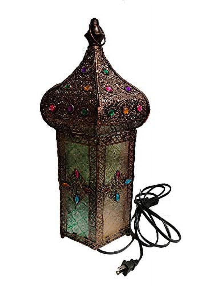 iHcrafts Moroccan Style Electric-Lantern LED Light Black Temple