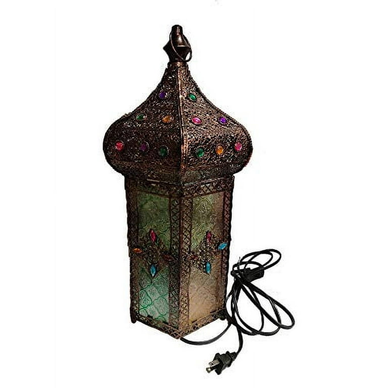 iHcrafts Moroccan Style Electric-Lantern LED Light Black Temple