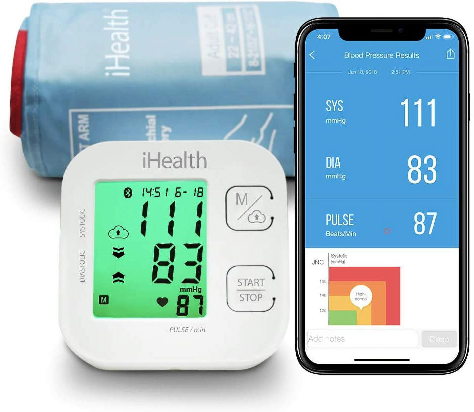 iHealth Track Smart Upper Arm Blood Pressure Monitor with Wide Range Cuff  That fits Standard to Large Adult Arms, Bluetooth Compatible for iOS 