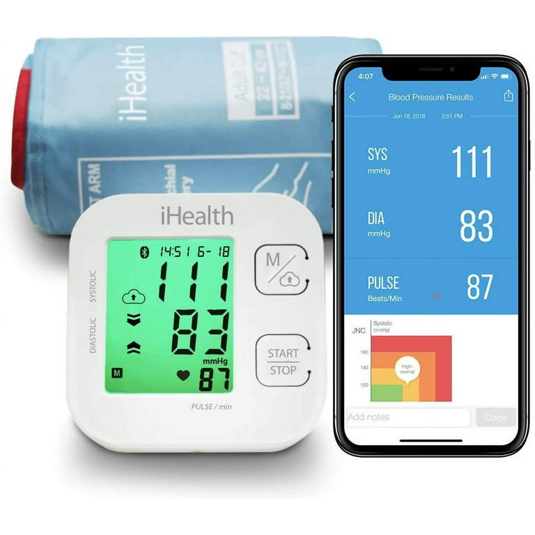 iHealth Track Smart Upper Arm Blood Pressure Monitor with Wide Range Cuff  That fits Standard to Large Adult Arms, Bluetooth Compatible for iOS 