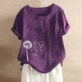 thumbnail image 1 of iHengLiXing 2025 Plus Size Spring Tops for Womens Dressy Casual Fashion women Rounk Neck Short Sleeve Blouse T-Shirt Printing Loose Purple XXL, 1 of 4