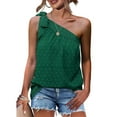 thumbnail image 1 of iHengLiXing 2026 Plus Size Tank Tops for Women Dressy Casual One Shoulder Tops For Women Summer Chiffon Tie Bow Knot Sleeveless Tank Tops Loose Fit Green L, 1 of 9