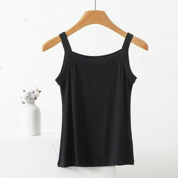 iHengLiXing 2025 Plus Size Tank Tops for Women Dressy Casual Women's Summer Large Casual Fashion Solid Color Round Neck Top Tank Top Black L