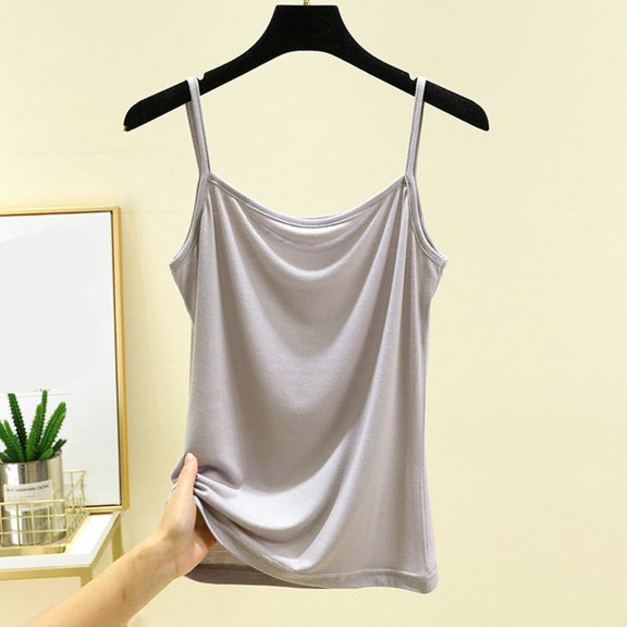 iHengLiXing 2026 Plus Size Tank Tops for Women Dressy Casual Women's Summer Casual Fashion Solid Color Sexy Sleeveless Suspender Top Gray L