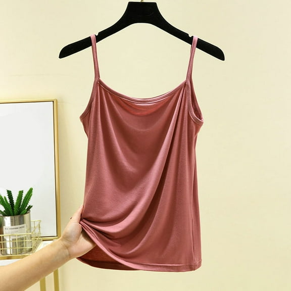 iHengLiXing 2025 Plus Size Tank Tops for Women Dressy Casual Women's Summer Casual Fashion Solid Color Sexy Sleeveless Suspender Top Pink M