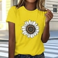 thumbnail image 1 of iHengLiXing Plus Size Spring Tops for Women 2025 Dressy Casual Women's Fashion Printed Short Sleeves Blouse Round Neck Casual Top Yellow S, 1 of 4