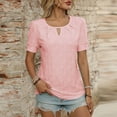 thumbnail image 1 of iHengLiXing Spring Plus Size Tops for Womens Dressy Casual Women's Fashion Solid Color Round-Neck Short Sleeve Round-Neck Blouses Pink XXL, 1 of 5