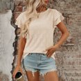thumbnail image 1 of iHengLiXing Plus Size Spring Tops for Women 2025 Dressy Casual Women's Fashion Summer Solid Color Round-Neck Short Sleeve Blouses Beige L, 1 of 7