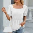 thumbnail image 1 of iHengLiXing Plus Size Summer Dresses for Women 2025 Dressy Casual Women's Summer Lace Sleeve Solid Short Sleeve Crew Neck Shirt XL, 1 of 5