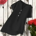 thumbnail image 1 of iHengLiXing Plus Size Womens Tops Dressy Casual Women's V-Neck Short Sleeve Loose Button Cotton And Linen Tunic Shirts Summer Shirts Blouse Black M, 1 of 3