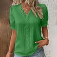 thumbnail image 1 of iHengLiXing Spring Tops for Womens Dressy Casual Fashion Women's Summer-Neck Short Sleeve Lace Solid Casual T-shirt Blouse Green L, 1 of 7
