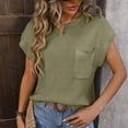 thumbnail image 1 of iHengLiXing Spring Tops for Womens Dressy Casual Women's Fashion Solid Round Neck Short Sleeves Casual T-Shirt Green L, 1 of 3