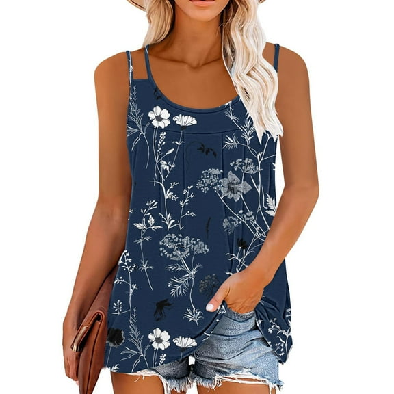 iHengLiXing Summer Dresses for Women 2025 Plus Size Tank Tops for Women Dressy Casual Fashion Women's Spring/Summer Casual Round Neck Sleeveless Top Tank Top Black S