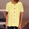 thumbnail image 1 of iHengLiXing Summer Dresses for Women 2025 Plus Size Tank Tops for Women Dressy Casual Women's Round Neck Short Sleeve Loose Button Solid Color Tunic Summer Blouse Yellow M, 1 of 6