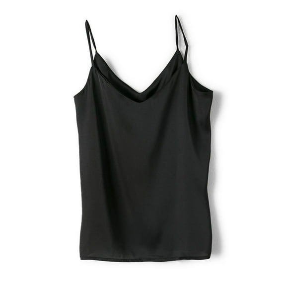 iHengLiXing Summer Dresses for Women 2025 Plus Size Tank Tops for Women Dressy Casual Women's Solid Color Satin Suspender V-neck Inner V-Neck Camisoles M