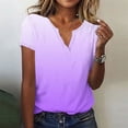 thumbnail image 1 of iHengLiXing Summer Tops for Womens Dressy Casual Women's Summer Fashion Gradient Print-neck Casual Short Sleeved Top Short Sleeved-neck Top/Shirt Purple XXL, 1 of 5