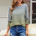 thumbnail image 1 of iHengLiXing Summer Tops for Womens Dressy Casual Fashion Women's Casual Comfortable Round Neck Print 3/4 Sleeve Blouse T-Shirt Top Yellow M, 1 of 6