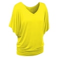 thumbnail image 1 of iHengLiXing Tops for Women Plus Size Fashion Casual Women Plus Size Solid Short Sleeve Blouse-Neck Loose T- Shirts Yellow XXXL, 1 of 6