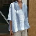 thumbnail image 1 of iHengLiXing Tops for Women Plus Size Women Short Sleeve V Neck Casual Loose Tops Ladies Shirts Blouse Blue L, 1 of 1