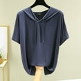 thumbnail image 1 of iHengLiXing Tops for Women Plus Size Women's Casual And Fashionable Solid Color Short Sleeved Hooded Round Neck Top, 1 of 5