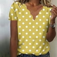 thumbnail image 1 of iHengLiXing Tops for Women Plus Size Women's Summer Fashion Polka Printed Collar Casual Short Sleeved Top Short Sleeved-neck Top/shirt XXL Yellow, 1 of 5