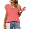 thumbnail image 1 of iHengLiXing Tops for Women Plus Size Women's Summer Solid Color Casual-neck Short Sleeve-neck Top/Shirt Orange S, 1 of 4
