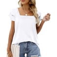 thumbnail image 1 of iHengLiXing Tops for Women Plus Size Women's Summer Solid Color Casual-neck Short Sleeve-neck Top/Shirt White XL, 1 of 4