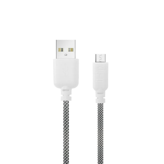 iHip 10ft PVC Micro USB High-Speed Data and Charging Braided Cable Black & White for Samsung Galaxy, Samsung Note, LG, Nexus, Nokia, PS4, Xbox One Controller