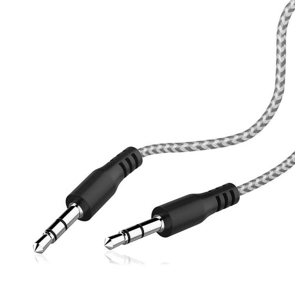 iHip 3.5mm Braided Aux Cable Port (10ft/3m,Hi-Fi Sound), Audio Auxiliary Input Adapter Male to Male AUX Cord for Headphones, Car, Home Stereos, Speaker, iPhone, iPad, iPod, Echo More –Black White - image 1 of 3