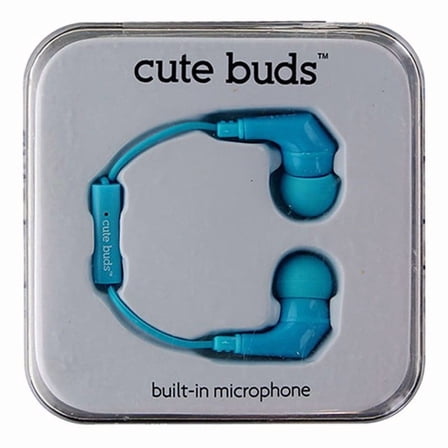 iHip Cute Buds Earbuds with Built-in Microphone / Pause/Play - Aqua Blue