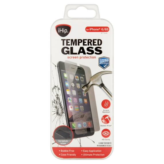 iHip Tempered Glass HD Screen Protector Shatter and Scratch Resistant - iPhone 6/6s/7