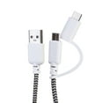 thumbnail image 1 of iHip Type C + Micro USB 2-in-1 Duo Cable 10 ft, iHip Cute Cords Micro Type-C Duo Black & White Cable with Type C Convert Adapter, Charging Data Sync Cable for Both Micro USB Devices and Type-C Devices, 1 of 4