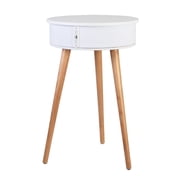 iHip Wireless Round Multifunctional Portable Coffee Table, Sofa Table, End Table with Wireless Charging, Bluetooth Speaker, USB Port Built-in, for Living Room/Reception Room/Office/Indoor & Outdoor
