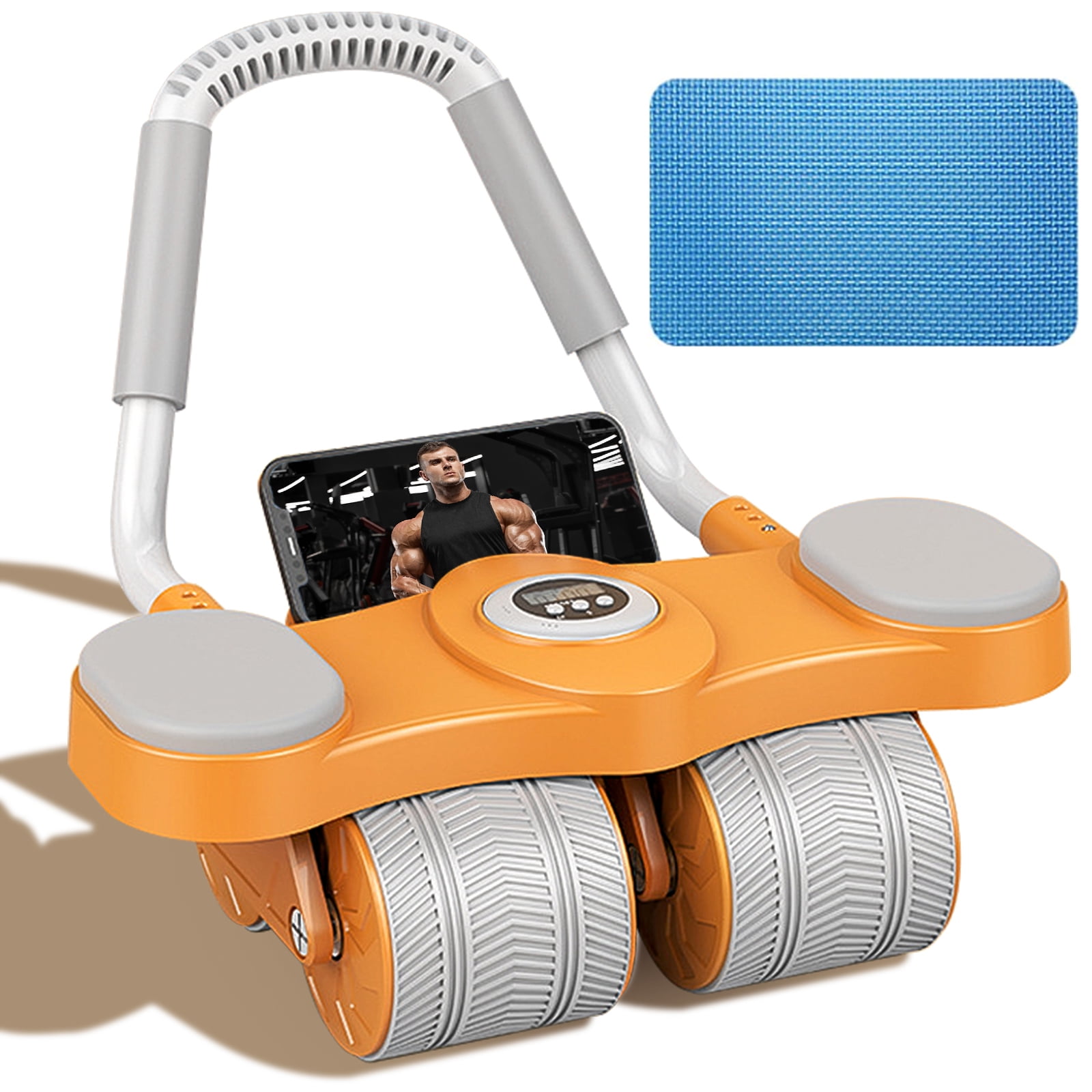 iHoimeo Ab Roller Wheel with Knee Mat &Timer, Automatic Rebound Double Abdominal Wheel, Ab Abdominal Exercise Roller with Elbow Support, Abs Workout Equipment Ab Exercise Roller for Women Men