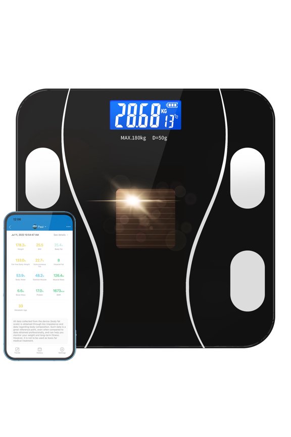 Solar Powered Scale for Body Weight,Body Fat Scale,Bathroom Scales for Weight Accurate Weighing Machine Health Analyzer with App 400lbs