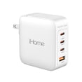thumbnail image 1 of iHome 140W GaN Wall Charger, 3 USB-C PD Ports & 1 USB-A, 4-Port Fast Charging, Laptop Adapter, 1 of 6