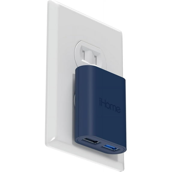 iHome AC Pro 2-Port USB Wall Charger, Flat Plug Adapter, Phone Charging Block for Home & Travel