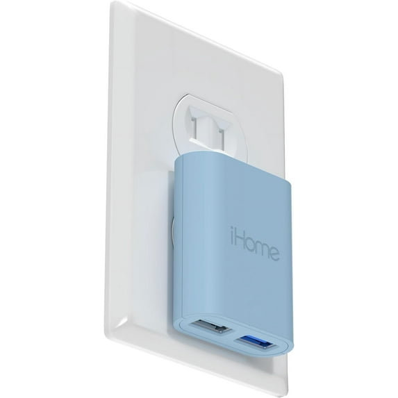 iHome AC Pro 2-Port USB Wall Charger, Flat Plug Adapter, Phone Charging Block for Home & Travel