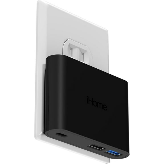 iHome 32W AC Pro Wall Charger, 3-Port (1 USB-C, 2 USB-A), Fast Charging, Universal Compatibility