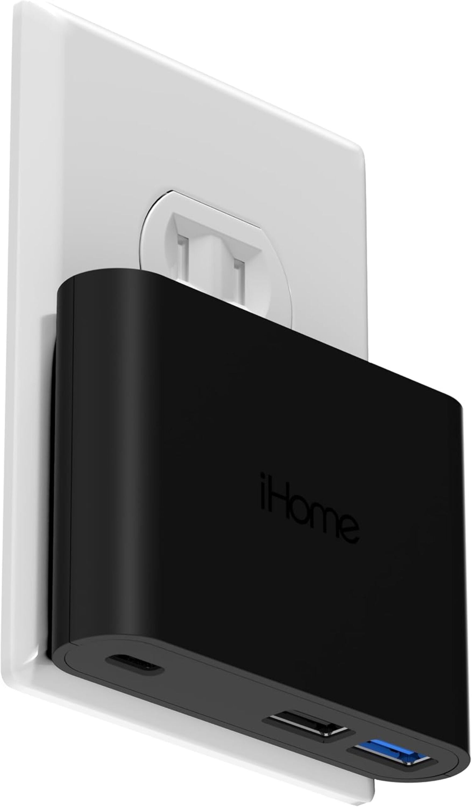 iHome 32W AC Pro Wall Charger, 3-Port (1 USB-C, 2 USB-A), Fast Charging, Universal Compatibility