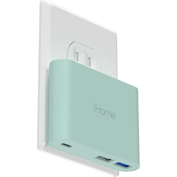 iHome 32W AC Pro Wall Charger, 3-Port (1 USB-C, 2 USB-A), Fast Charging, Universal Compatibility